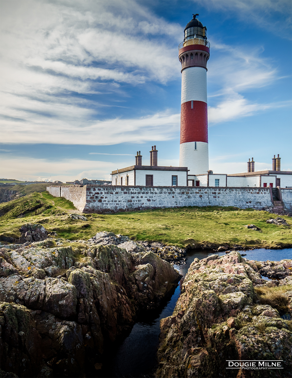 Buchan Ness Lighthouse in the Sunshine  - Copyright Dougie Milne Photography 2023