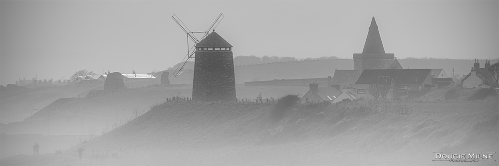 St Monans Windmill and Church through the Haze  - Copyright Dougie Milne Photography 2024